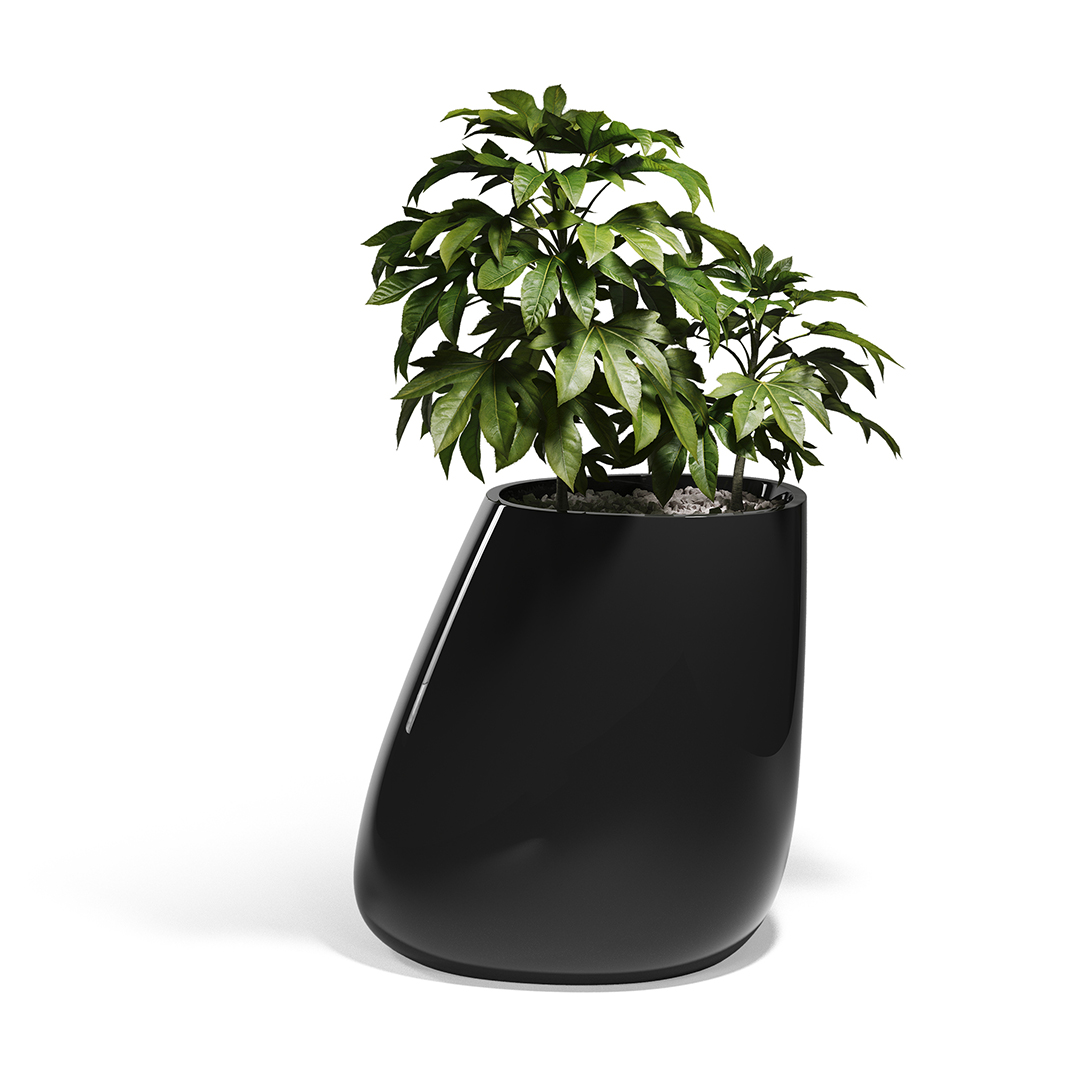 28 Vondom Stone Planter Stefano Giovannoni 55012F Black Lacquered 