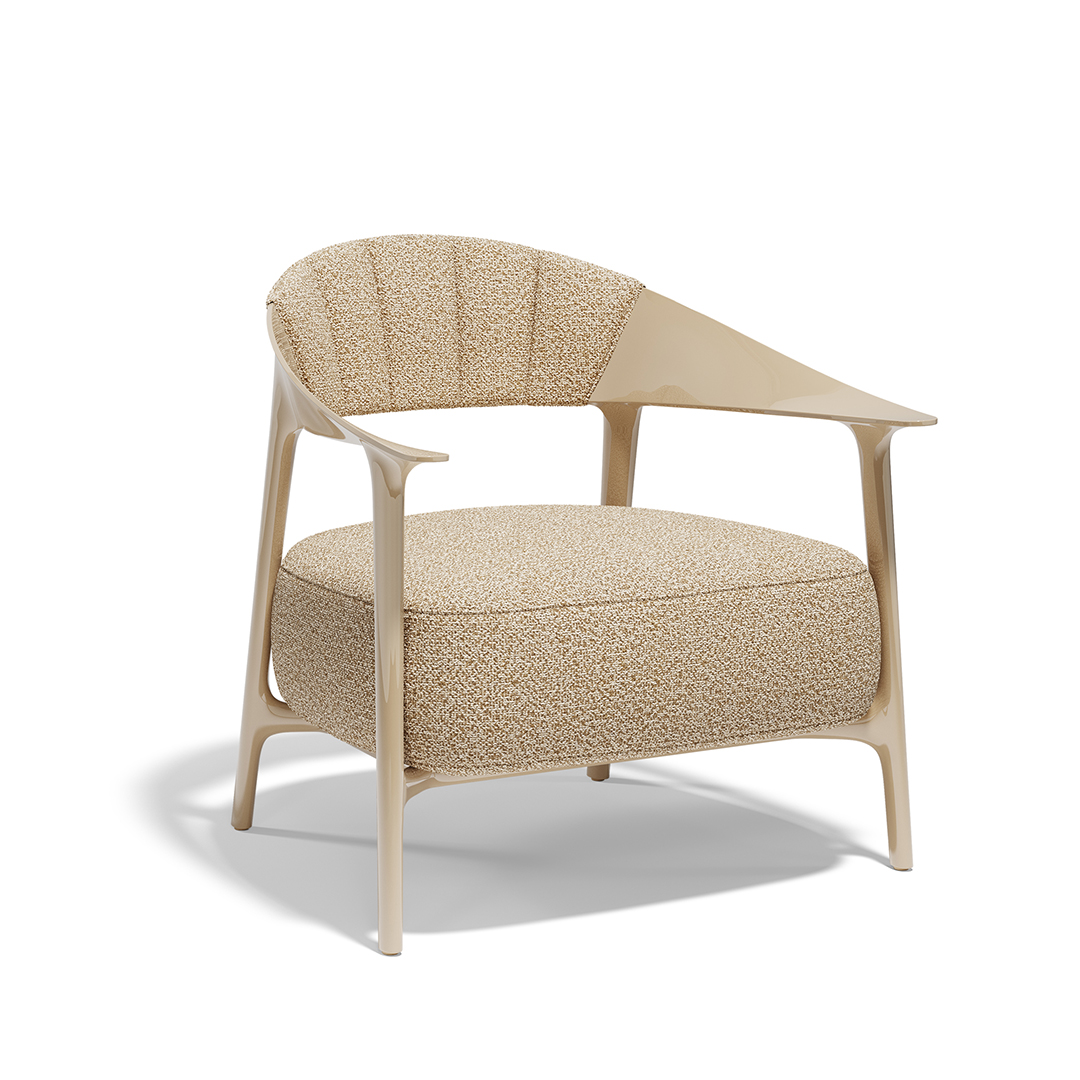 20 Vondom Africa Lounge Chair with Upholstered Backrest Eugeni Quitllet 65049F Camel Lacquered 