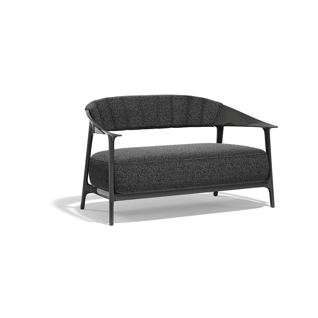 24 Vondom Africa Sofa with Upholstered Backrest Eugeni Quitllet 65091F Black Lacquered 