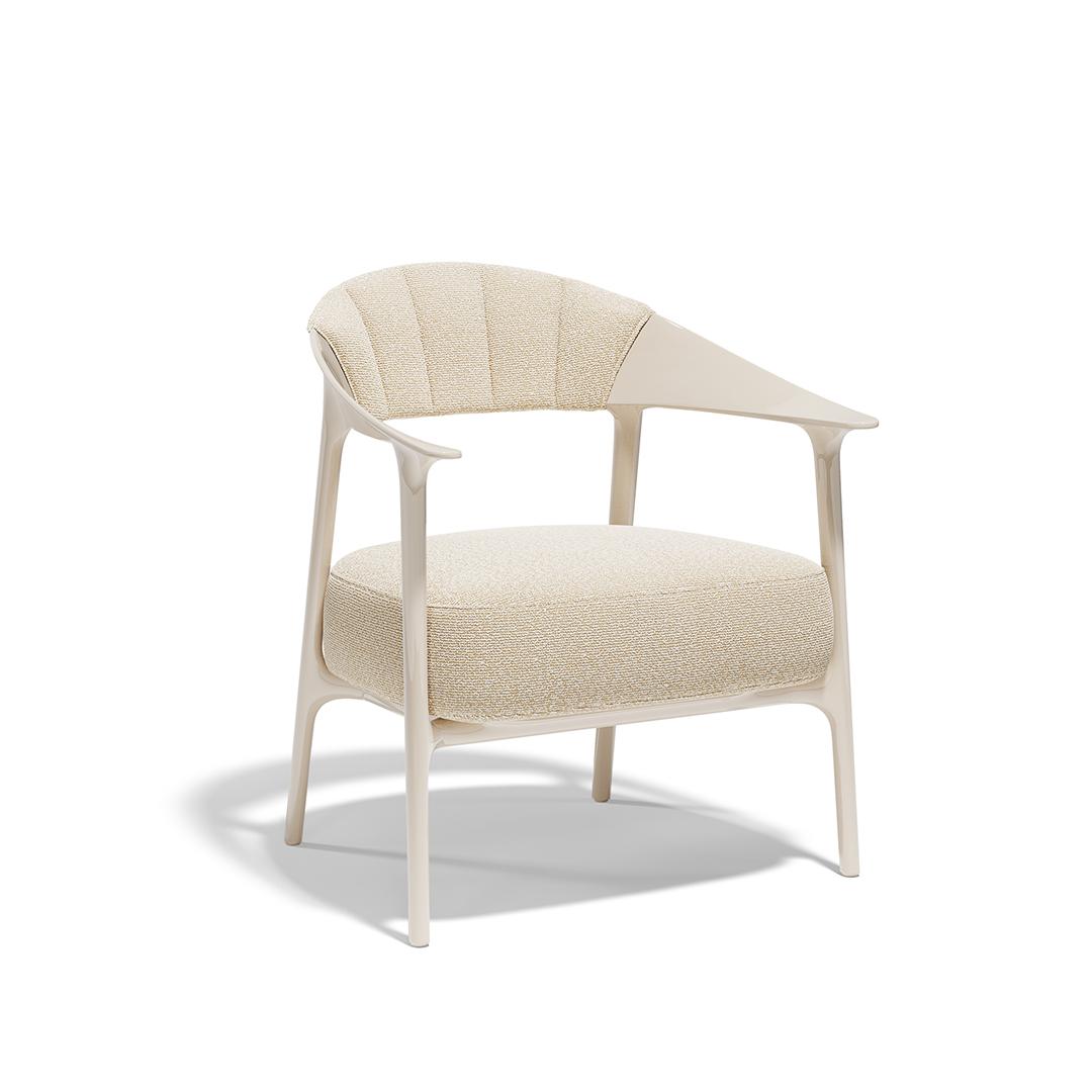 18 Vondom Africa Low Upholstered Armchair with Upholstered Backrest Eugeni Quitllet 65094F Cream Lacquered