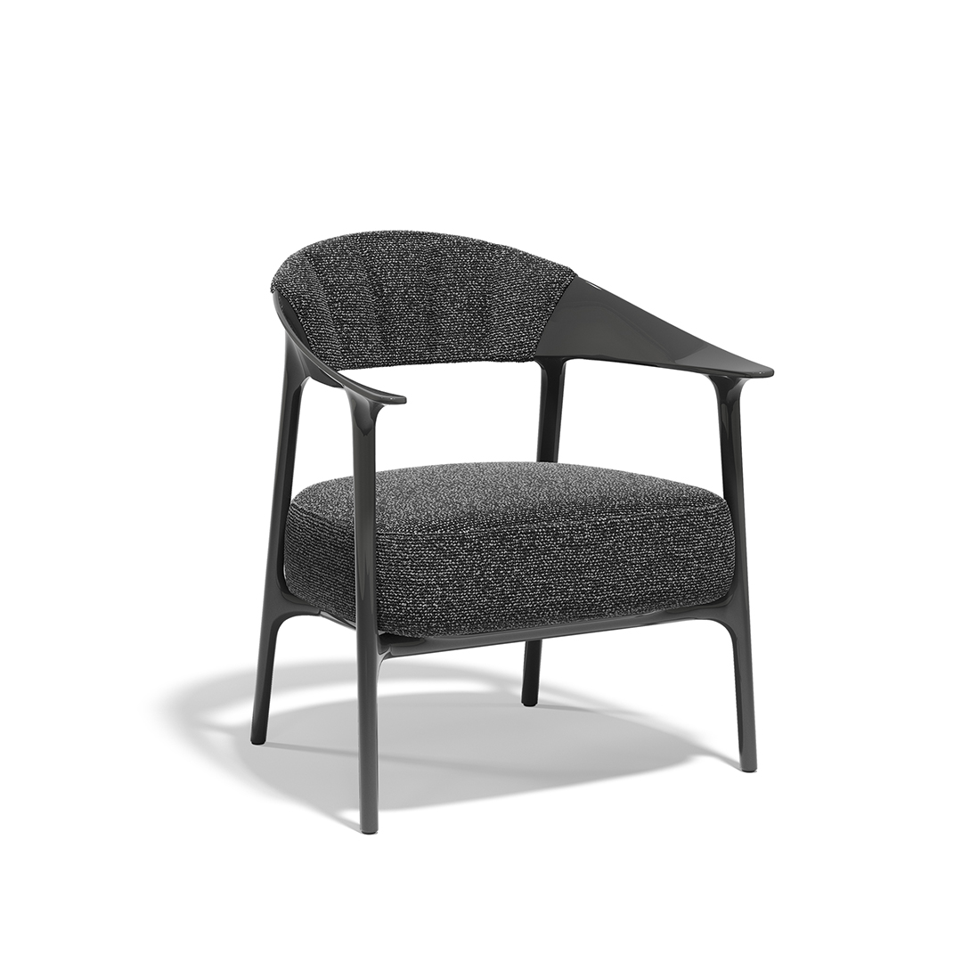 24 Vondom Africa Low Upholstered Armchair with Upholstered Backrest Eugeni Quitllet 65094F Black Lacquered