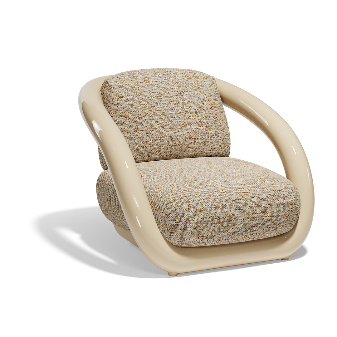 20 Vondom Mel Lounge Chair Ramon Esteve 66500F Cream Lacquered 