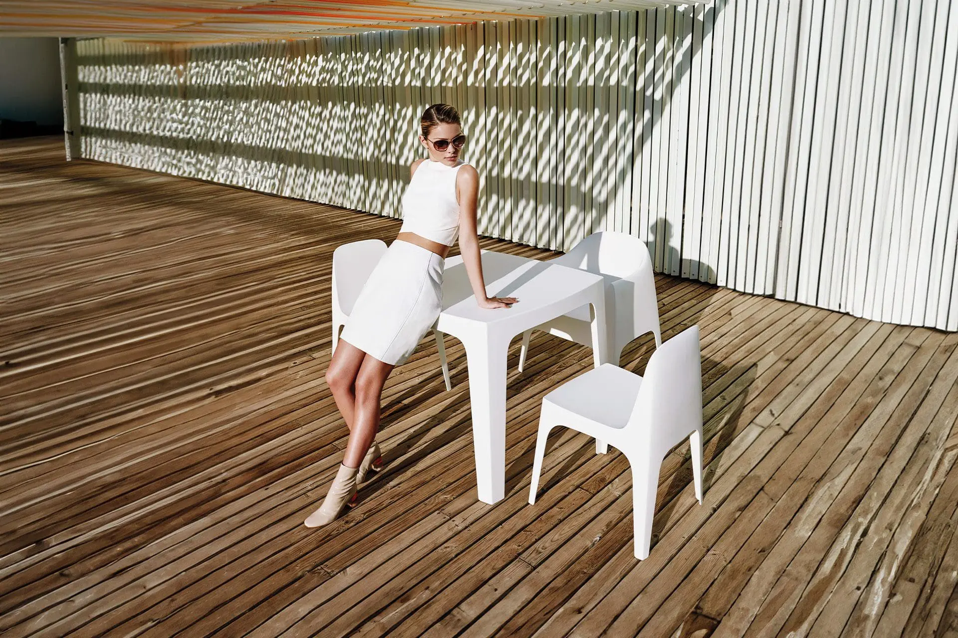 Solid outdoor sofa, armchair and table set Vondom