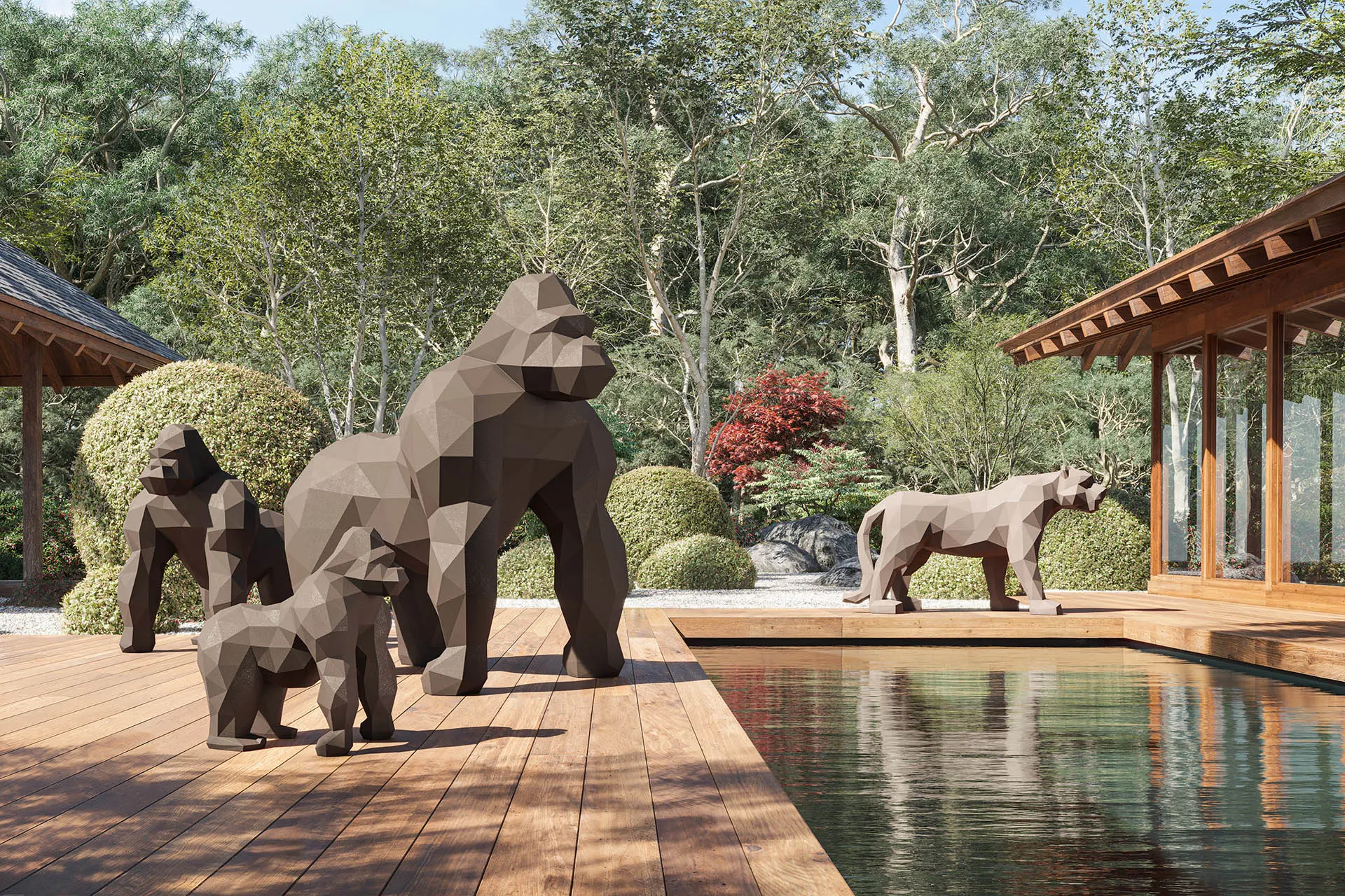 Origami, by Studio Vondom, turns the strength of the gorilla and the grace of the tiger into sculptural gifts of art and character.