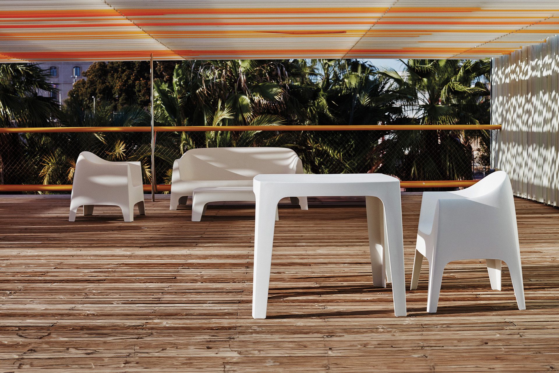 Solid outdoor sofa, armchair and table set Vondom