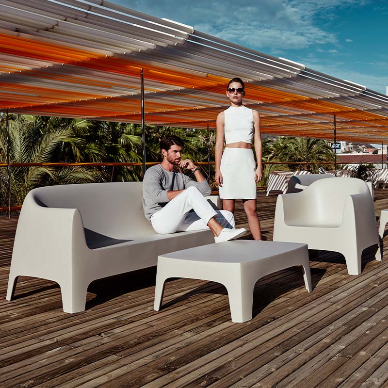 Solid outdoor collection sofa, armchair and table set Vondom