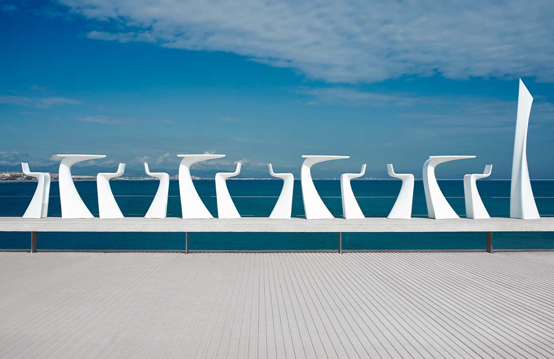 Wing outdoor furniture design stools and tables by A-Cero Vondom